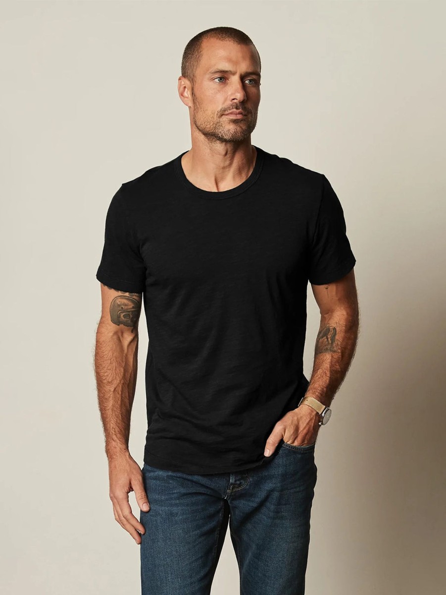 Men Velvet T-Shirts | Amaro Slub Short Sleeve T-Shirt Black