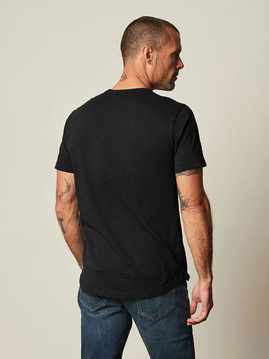 Men Velvet T-Shirts | Amaro Slub Short Sleeve T-Shirt Black