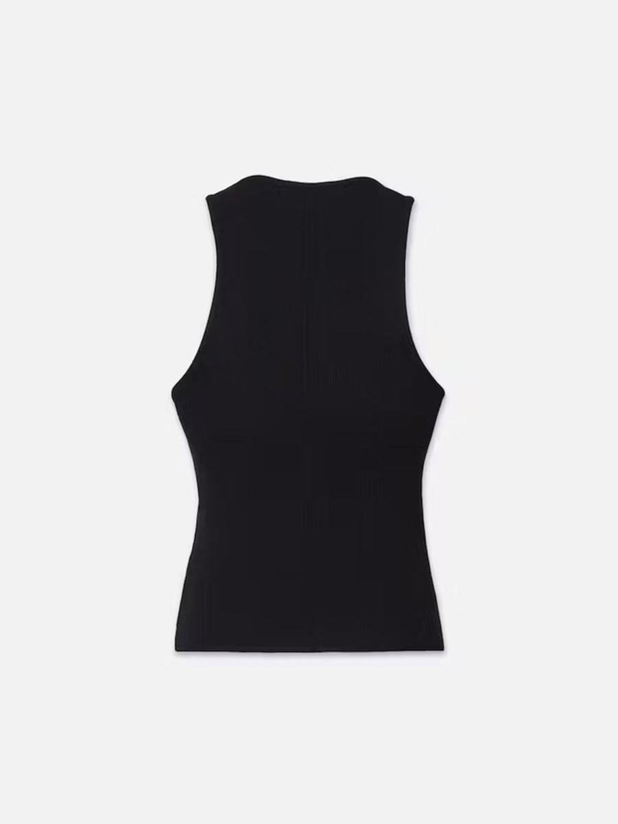 Women FRAME Tank Tops | Rib Scoop Neck Tank Black