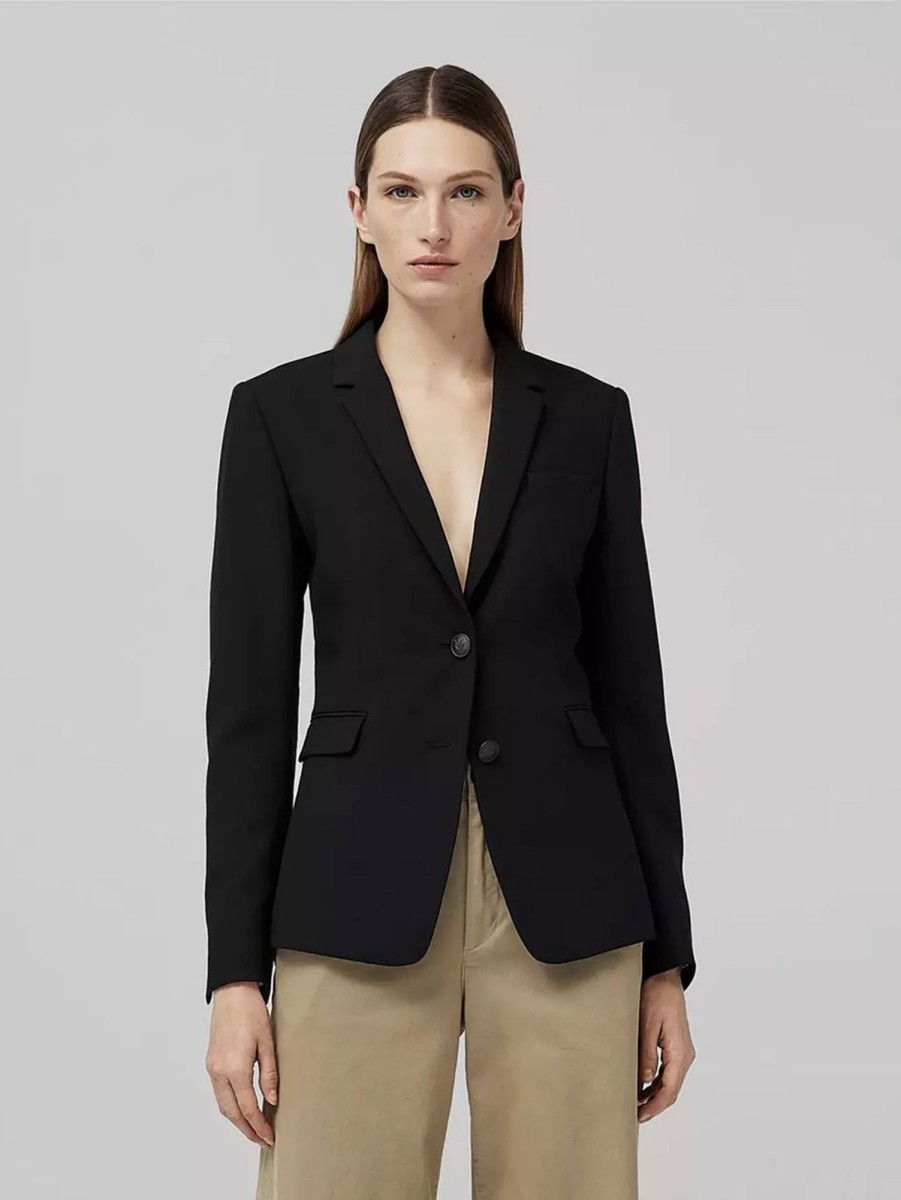 Women RAG + BONE Jackets & Blazers | Razor Cady Crepe Blazer Black