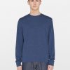 Men FRAME Tops | Duo Fold Long Sleeve Crew Top - Heather Midnight Navy Hthr Nvy