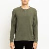 Men Velvet Tops | Faust Cosy Henley Top Moss