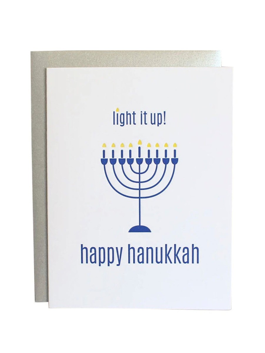 Lifestyle CHEZ GAGNE LETTERPRESS Stationery | Light It Up Hanukkah - Letterpress Card Light Up