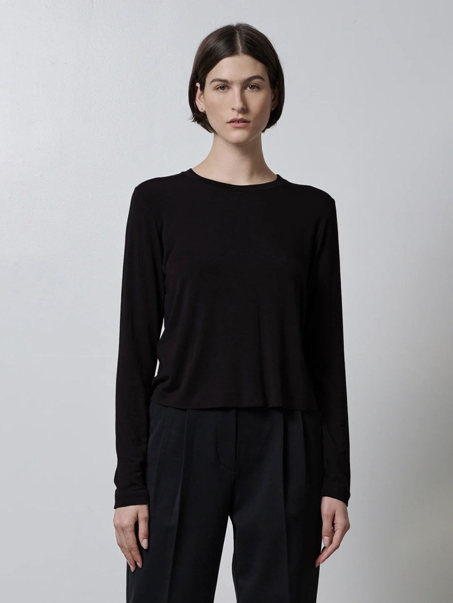 Women Velvet T-Shirts | Pacifica Long Sleeve Crew Tee