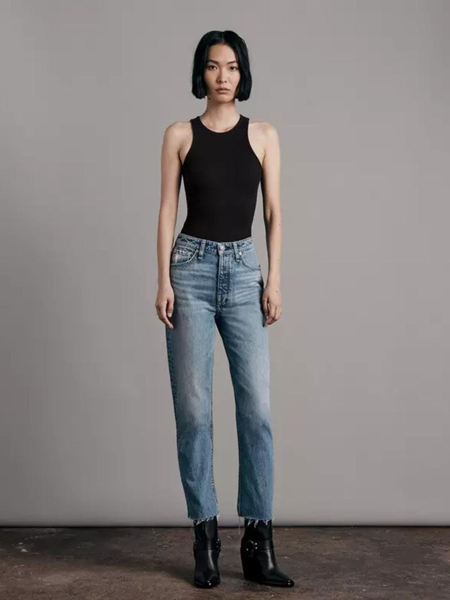 Women RAG + BONE T-Shirts | Essential Rib Tank Black