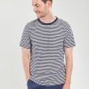 Men Armor Lux T-Shirts | Stripe Linen Tee Deep/ Nature Marine