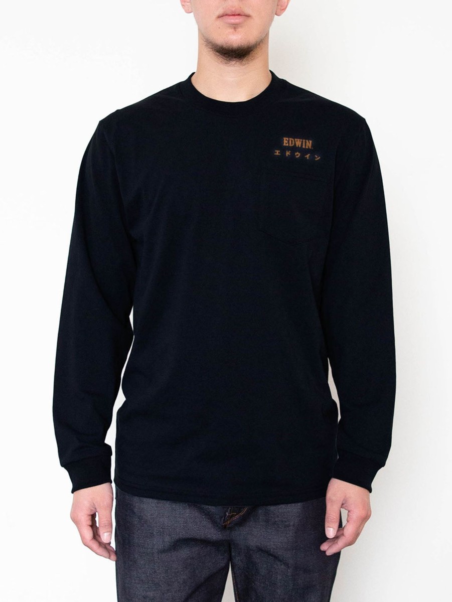 Men EDWIN JEANS Tops | Nippon Long Sleeve Top Black