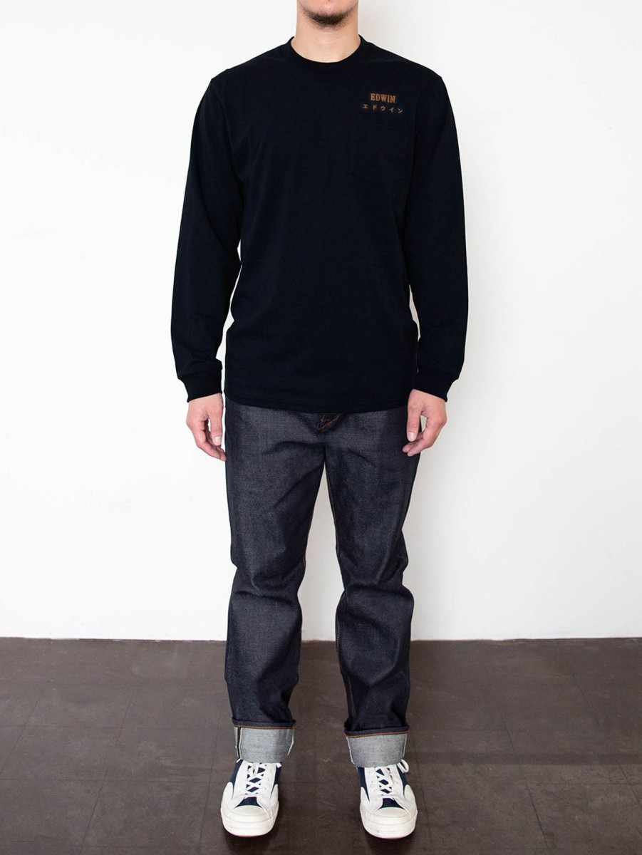 Men EDWIN JEANS Tops | Nippon Long Sleeve Top Black