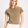 Women Patrick Assaraf T-Shirts | Short Sleeve Crew Slim Tee - Olive 889 Olive