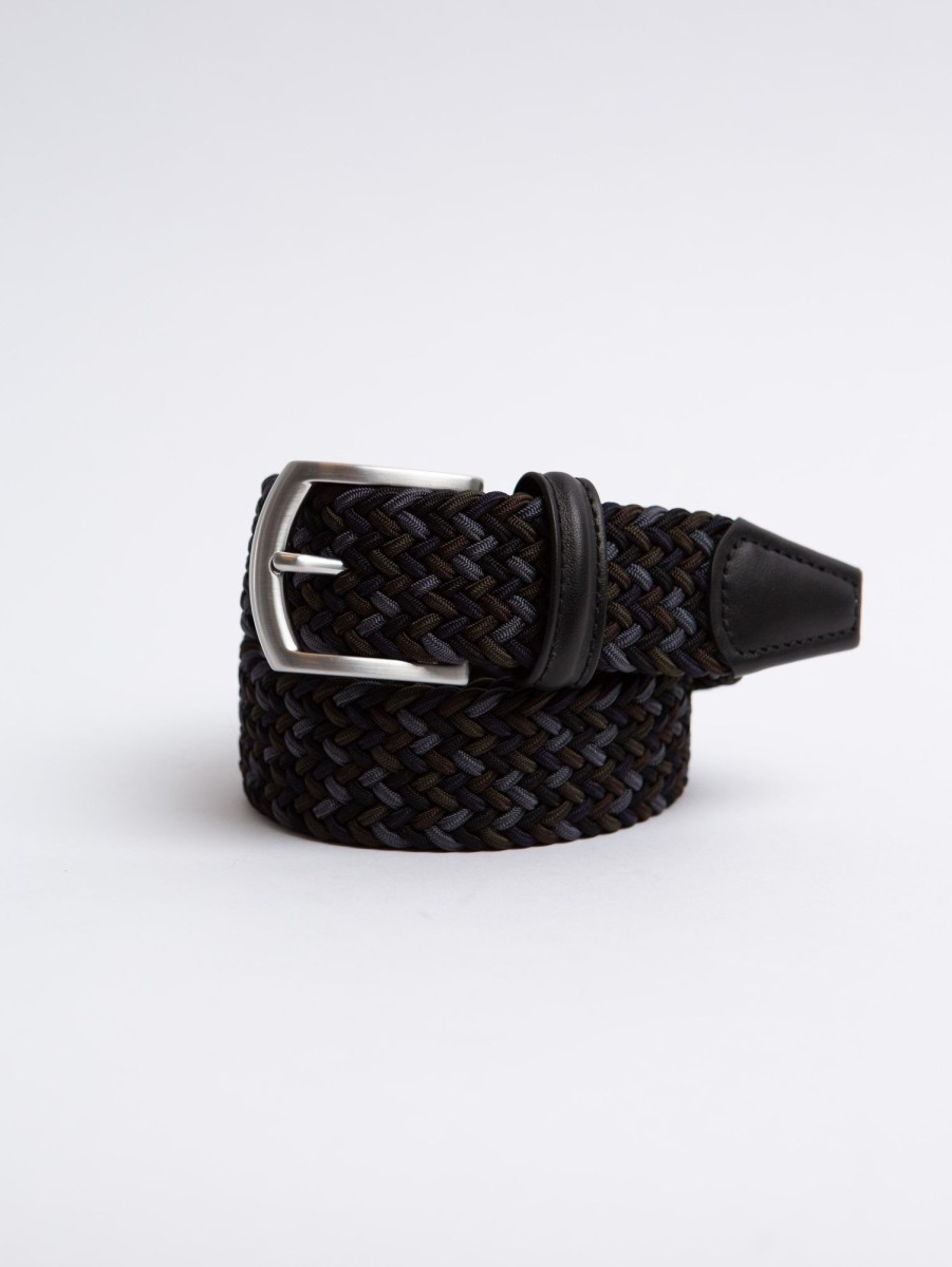 Men Anderson's Belts | Stretch Woven Belt - Navy Multi Navy Multi 136