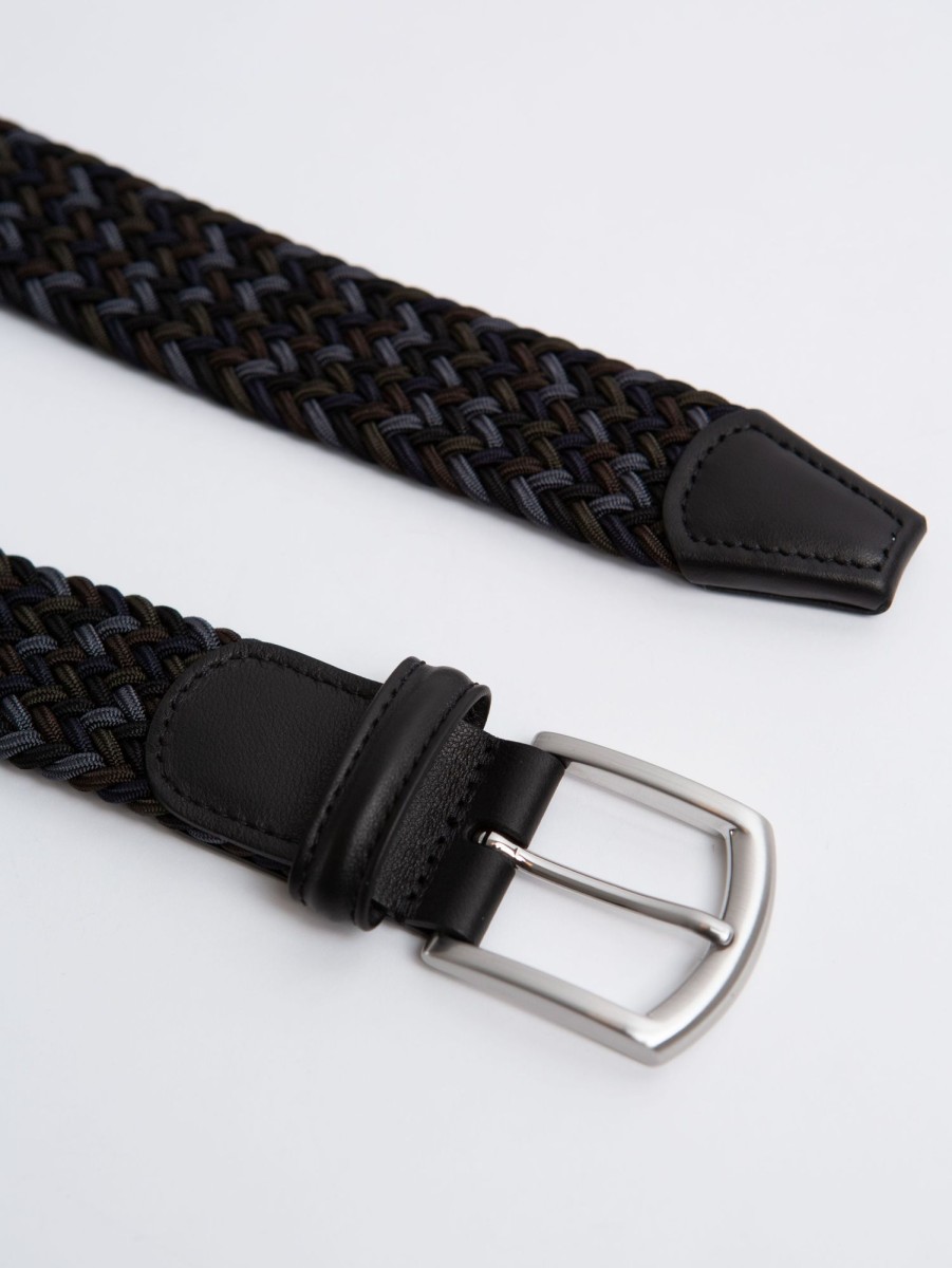 Men Anderson's Belts | Stretch Woven Belt - Navy Multi Navy Multi 136