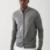 Men Patrick Assaraf Sweaters & Sweatshirts | Merino Colour Block Full-Zip Asphalt