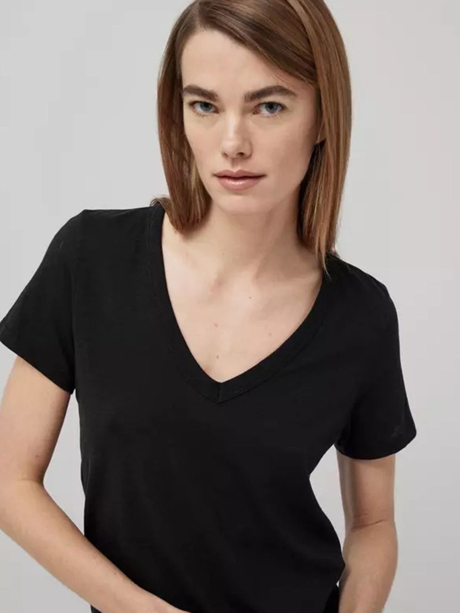 Women RAG + BONE T-Shirts | Slub V-Neck Tee Black