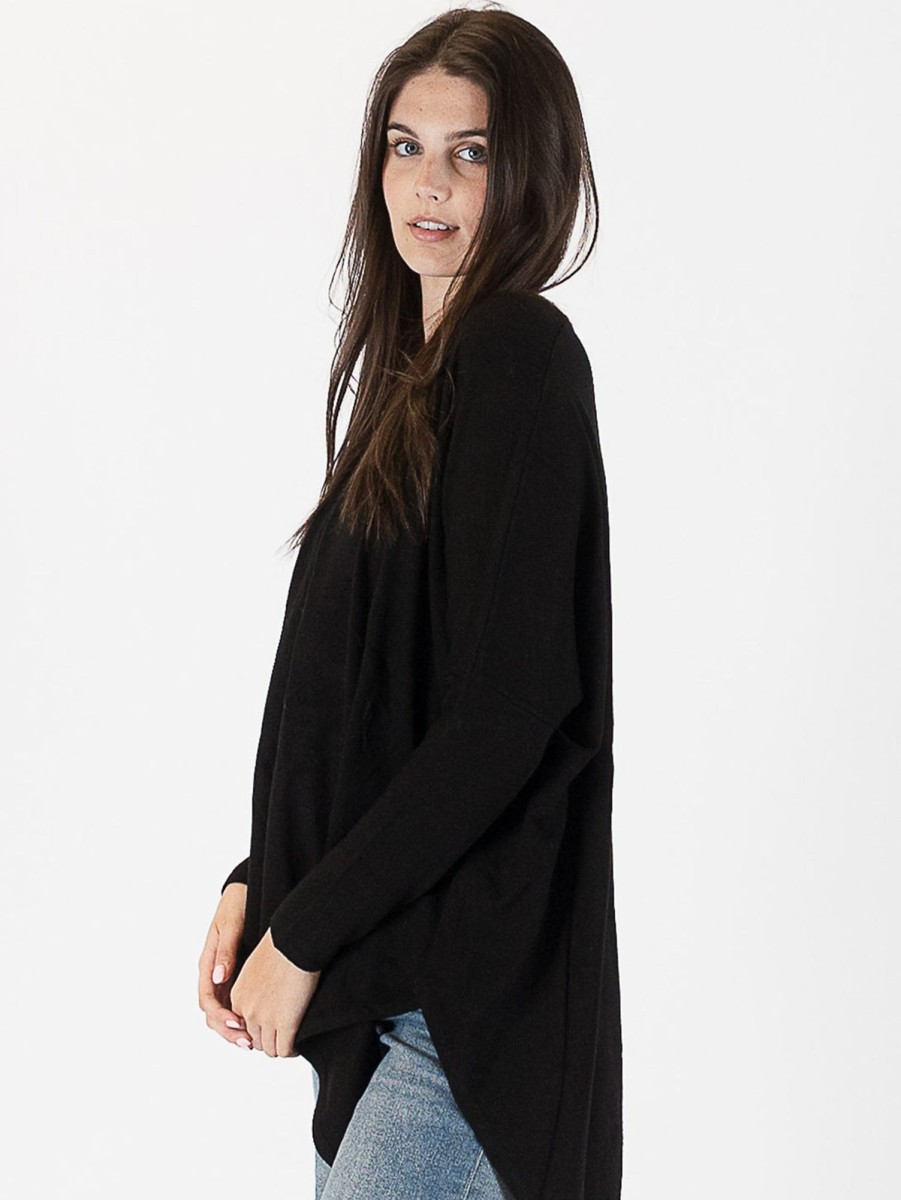 Women LYLA+LUXE Sweaters & Sweatshirts | Bonnie Asymmetrical Sweater - Black Blk