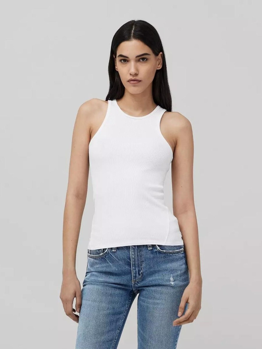 Women RAG + BONE T-Shirts | Essential Rib Tank White