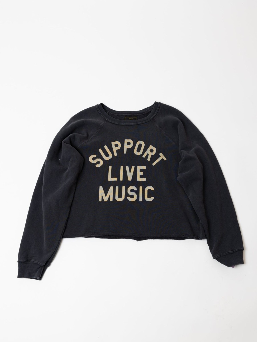 Women Retro Brand Black Label Sweaters & Sweatshirts | Support Live Sweatshirt - Vintage Black