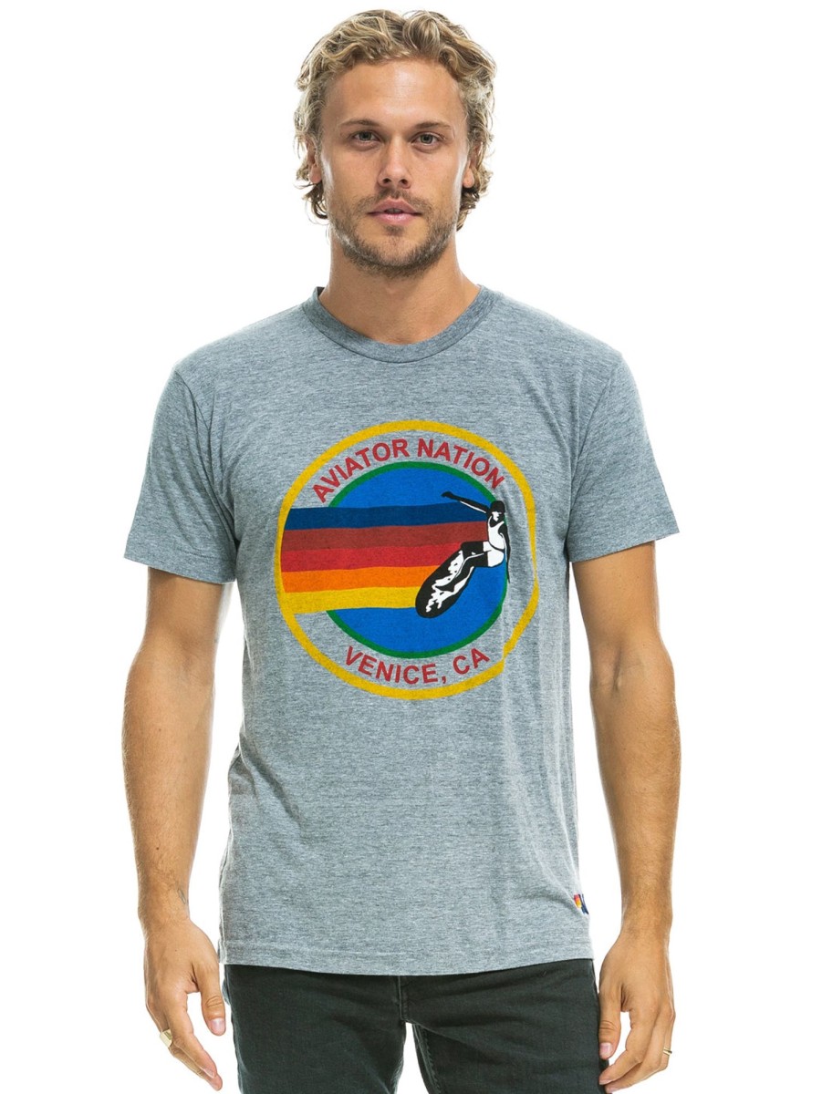 Men AVIATOR NATION T-Shirts | Signature Aviator Nation T-Shirt Heather Grey