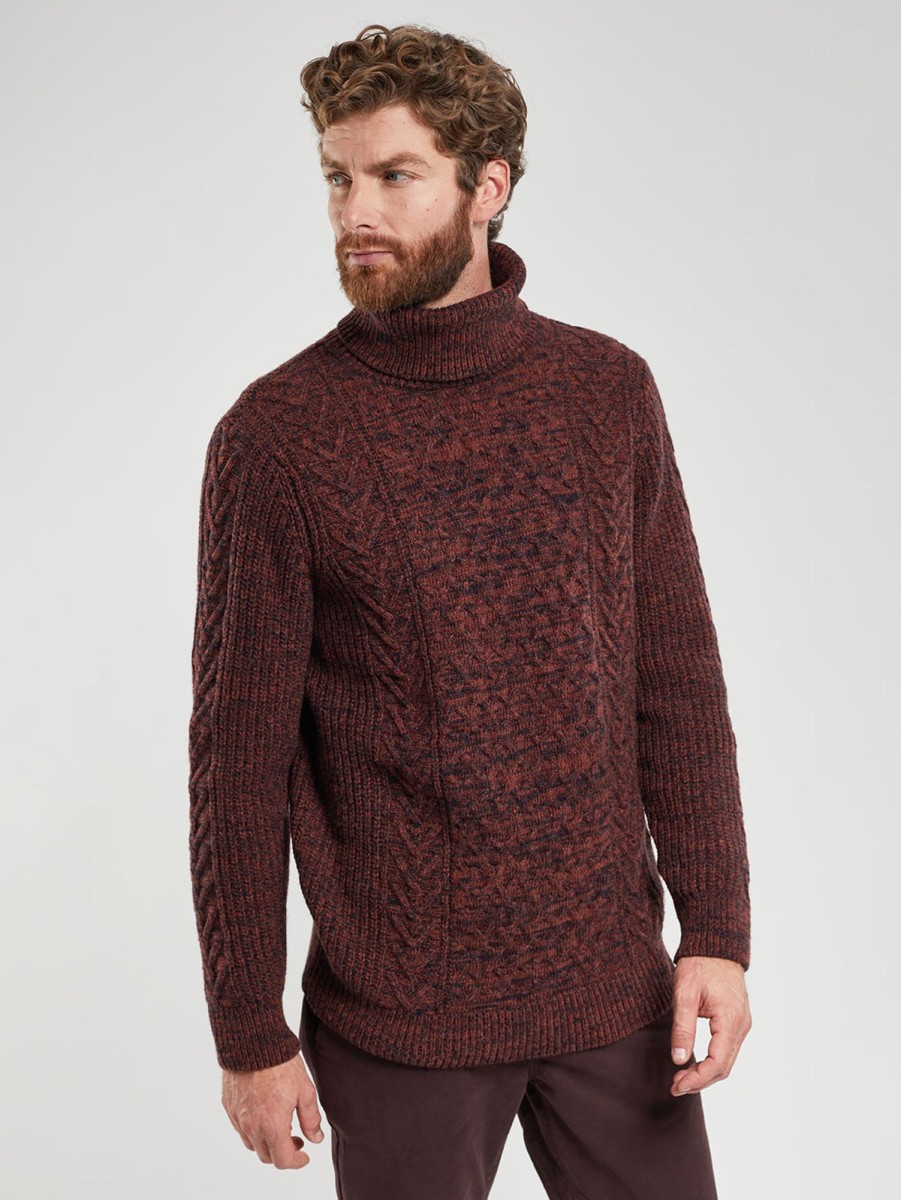 Men Armor Lux Sweaters & Sweatshirts | Turtleneck Sweater - Deep Ange Paprika Mel