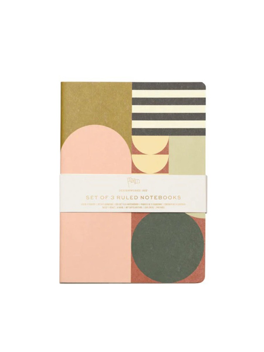 Lifestyle DESIGN WORKS INK Stationery | Notebook Set Of 3 - Mod Geo Multi