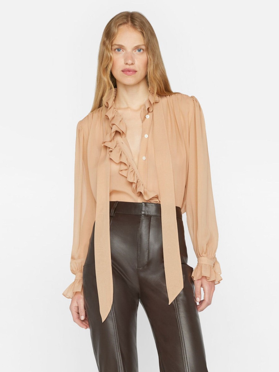 Women FRAME Shirts | Ruffle Blouse - Blush Blsh