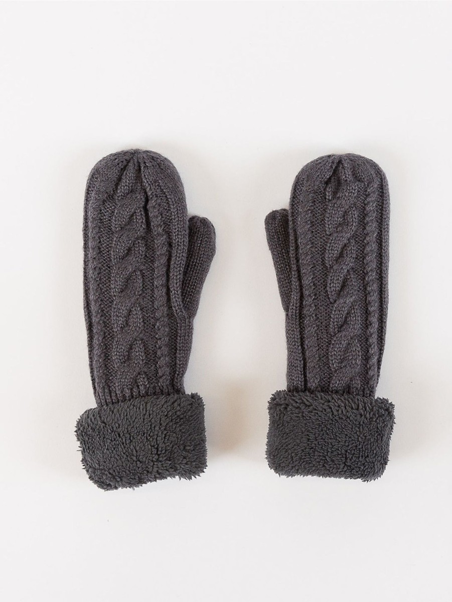 Women LYLA+LUXE Scarves & Gloves | Sherpa Lined Cable Mittens