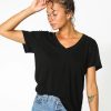 Women PERFECTWHITETEE T-Shirts | Hendrix Short Sleeve V-Neck Tee True Black