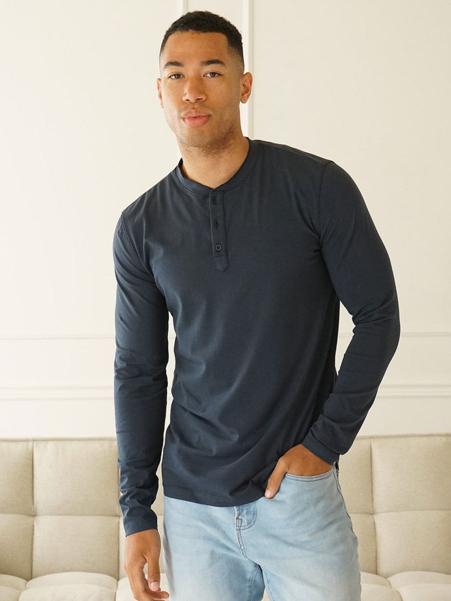 Men Benson Tops | Whitley Henley Top Navy