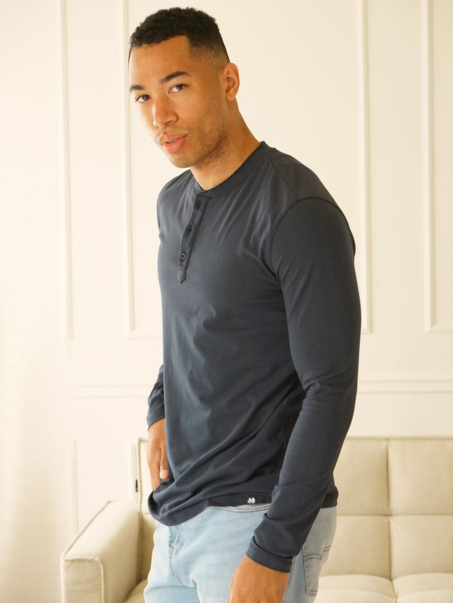 Men Benson Tops | Whitley Henley Top Navy