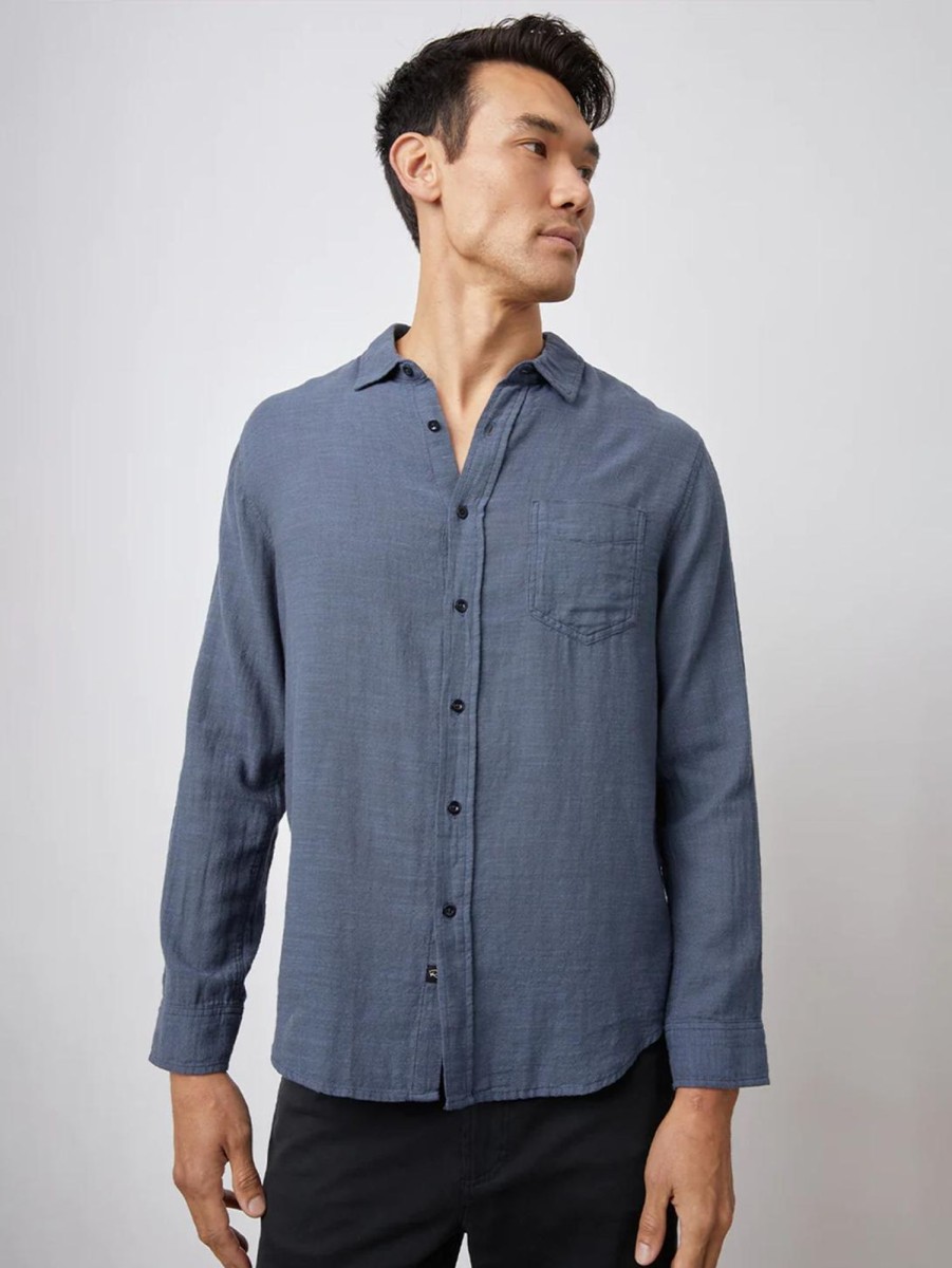 Men Rails Shirts & Polos | Wyatt Button Down Shirt Sea Blue