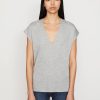 Women FRAME T-Shirts | Le Mid Rise V Neck T-Shirt Gris