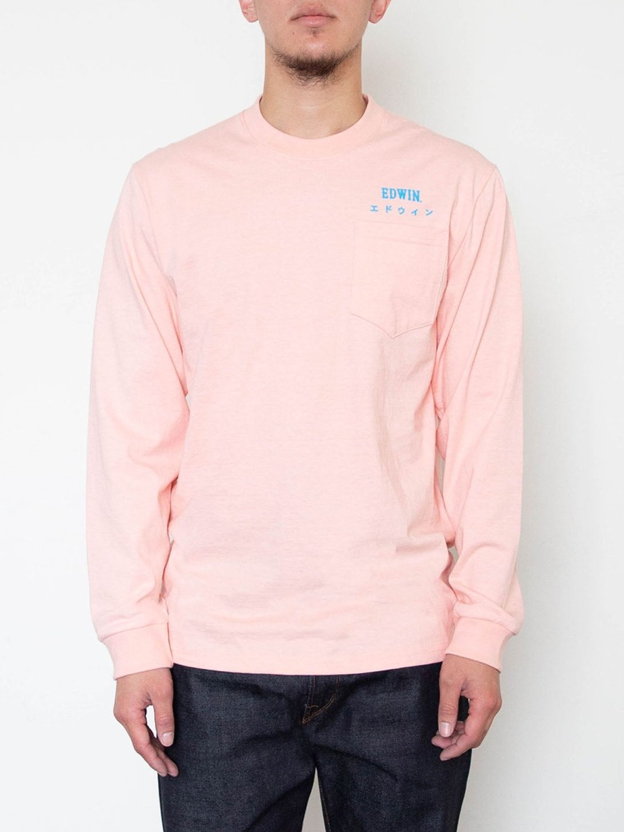 Men EDWIN JEANS Tops | Nippon Long Sleeve Top Pink