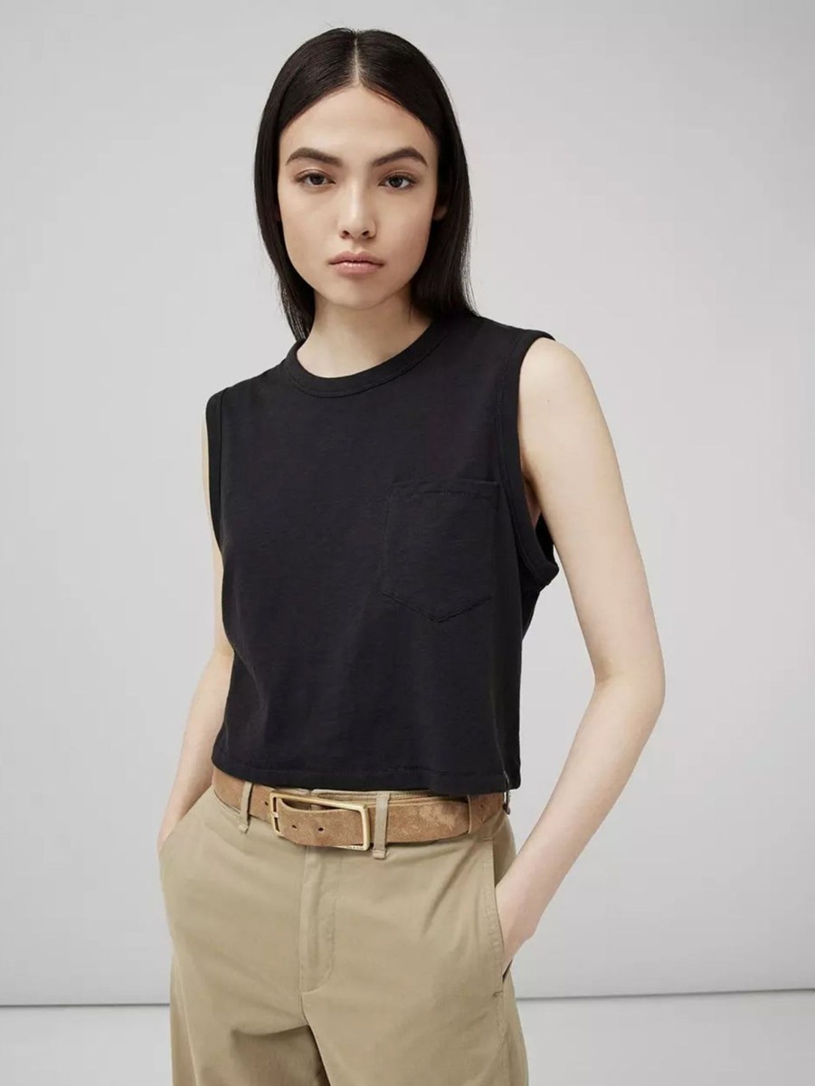 Women RAG + BONE Tank Tops | Slub Pocket Tank Black