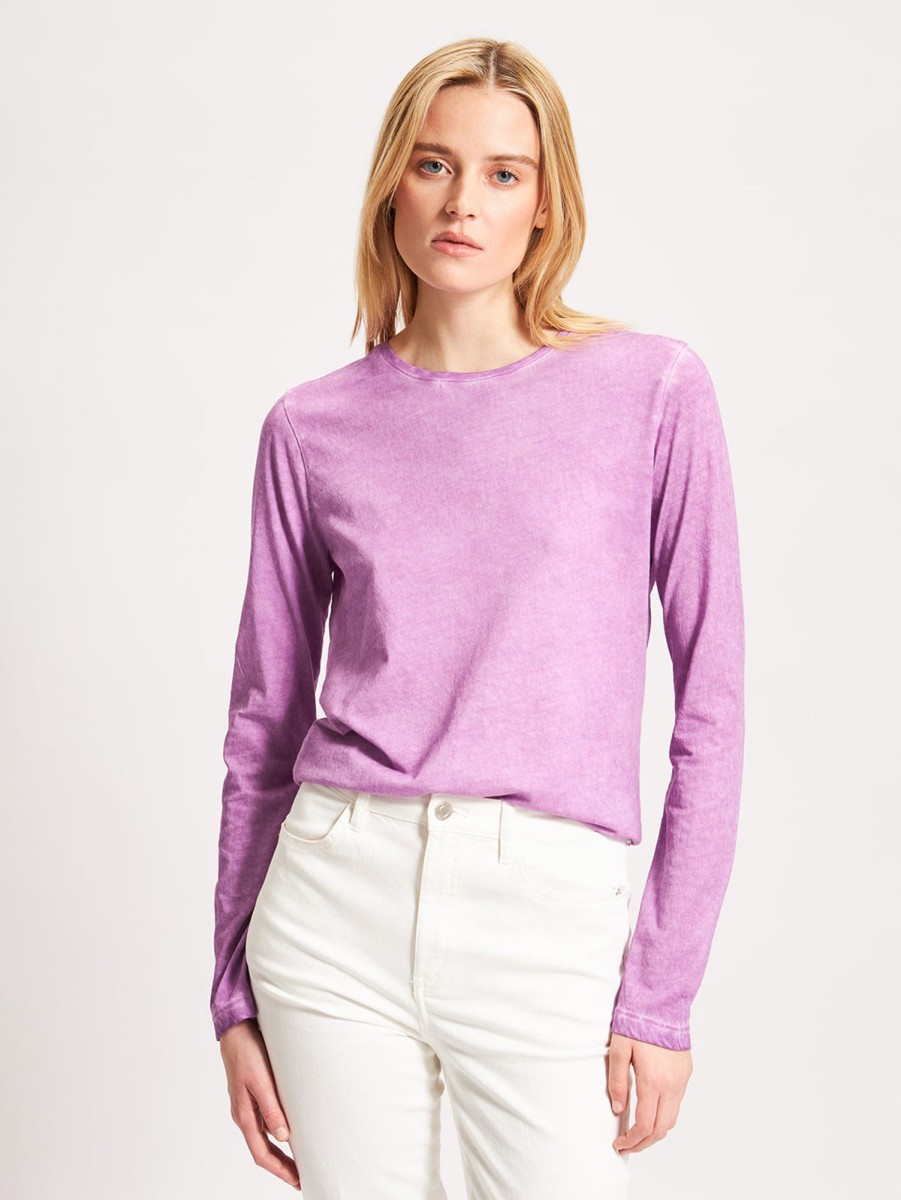 Women Patrick Assaraf T-Shirts | Long Sleeve Classic Crew Tee Thistle