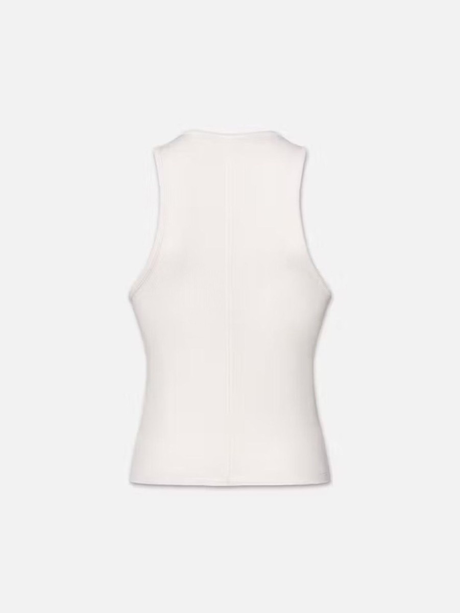 Women FRAME Tank Tops | Rib Scoop Neck Tank White