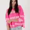 Women LYLA+LUXE Sweaters & Sweatshirts | Ravian Striped Sweater Fuschia