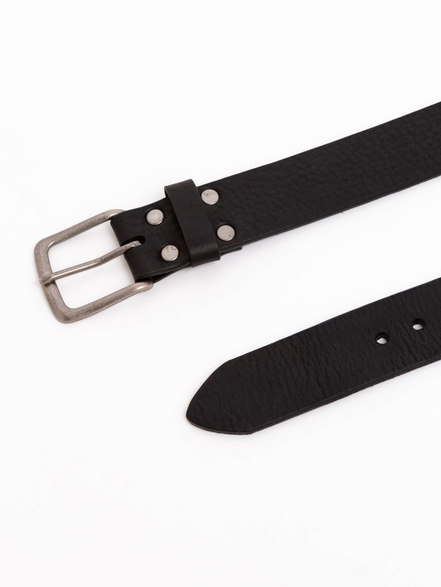 Men Brave Leather Belts | Duccio Sasquatch Belt Black/Silver