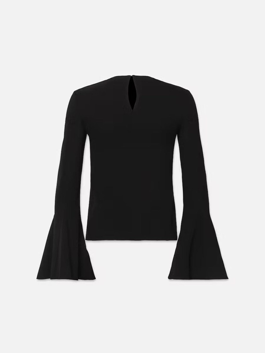 Women FRAME Shirts | Flutter Sleeve Blouse Black