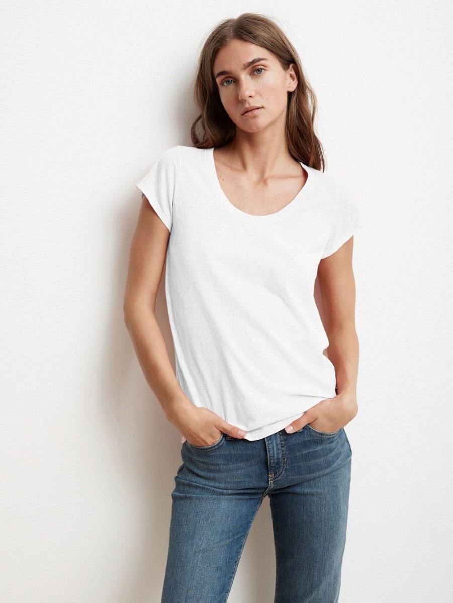 Women Velvet T-Shirts | Katie Scoop Neck T-Shirt