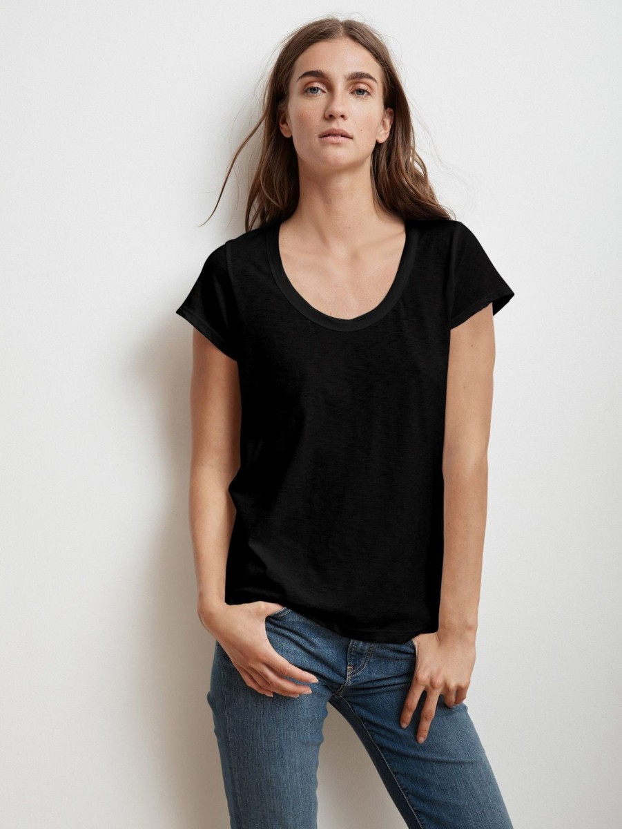 Women Velvet T-Shirts | Katie Scoop Neck T-Shirt