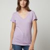 Women Velvet T-Shirts | Lilith V-Neck T-Shirt Dahlia