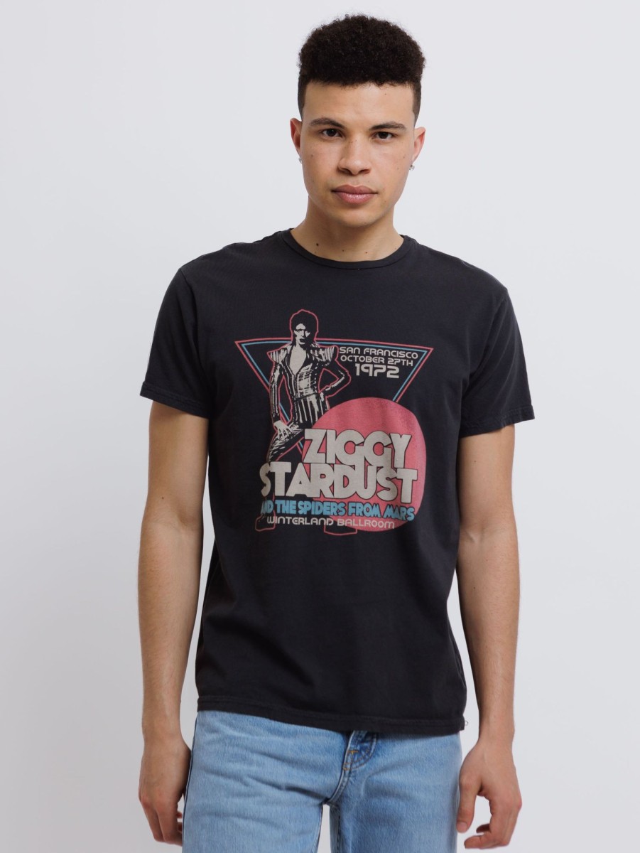 Men Retro Brand Black Label T-Shirts | Ziggy Stardust San Francisco Tee Vintage Black