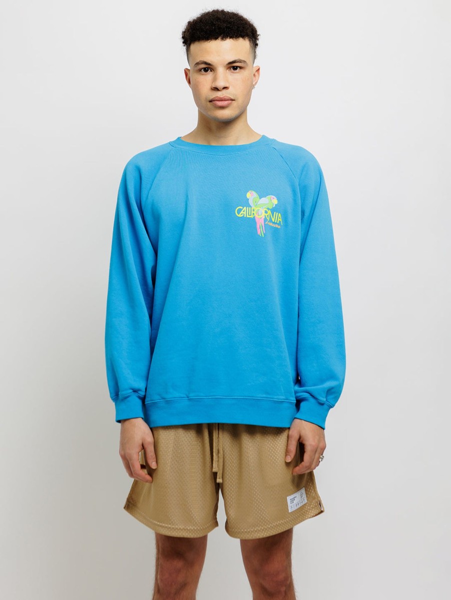 Men PASADENA LEISURE CLUB Sweaters & Sweatshirts | Parrots Crew Neck Sweatshirt Electric Blue