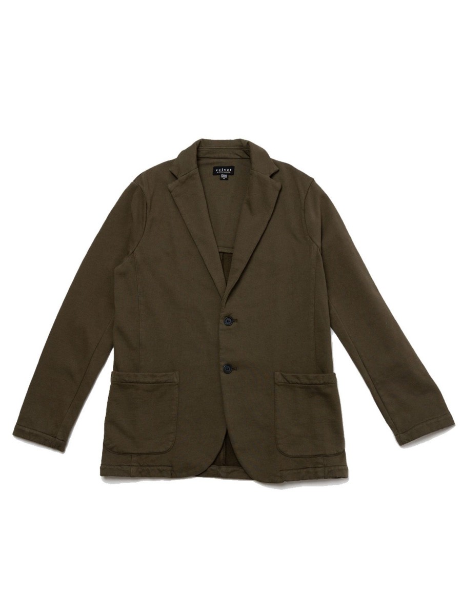 Men Velvet Outerwear & Jackets | Hayden Structured Blazer Olive