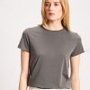 Women Patrick Assaraf T-Shirts | Short Sleeve Crew Slim Tee Gunmetal