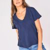 Women PERFECTWHITETEE T-Shirts | Hendrix Short Sleeve V-Neck Tee Navy