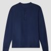 Men SAVE KHAKI Tops | Long Sleeve Supima Jersey Henley Deep Indigo