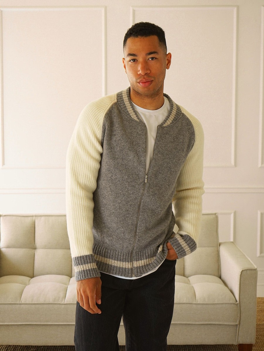 Men Benson Sweaters & Sweatshirts | Jefferson Varsity Cardigan Grey