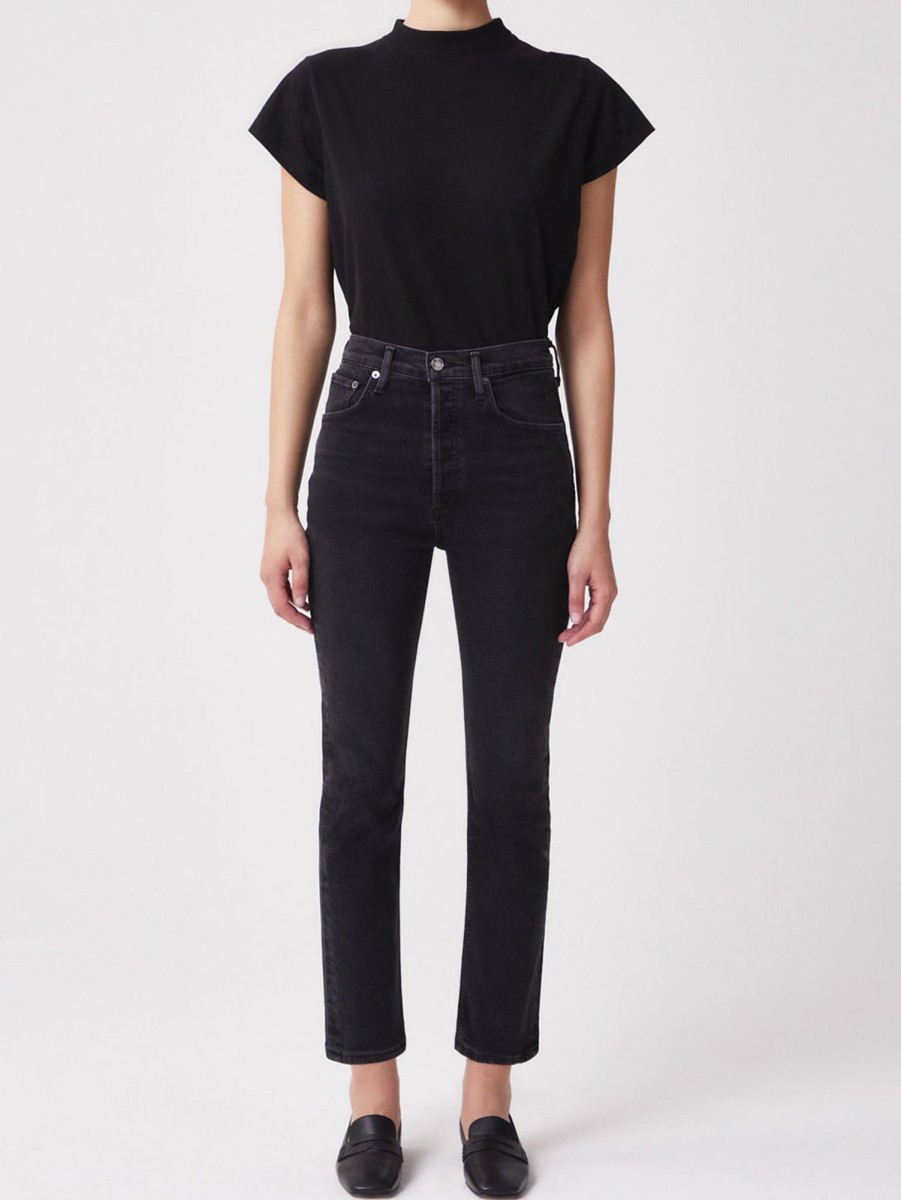 Women AGOLDE Jeans | Riley High Rise Crop Straight Jean Panoramic