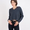 Women AUTUMN CASHMERE Sweaters & Sweatshirts | V-Neck Cable Crop Sweater Riverwash