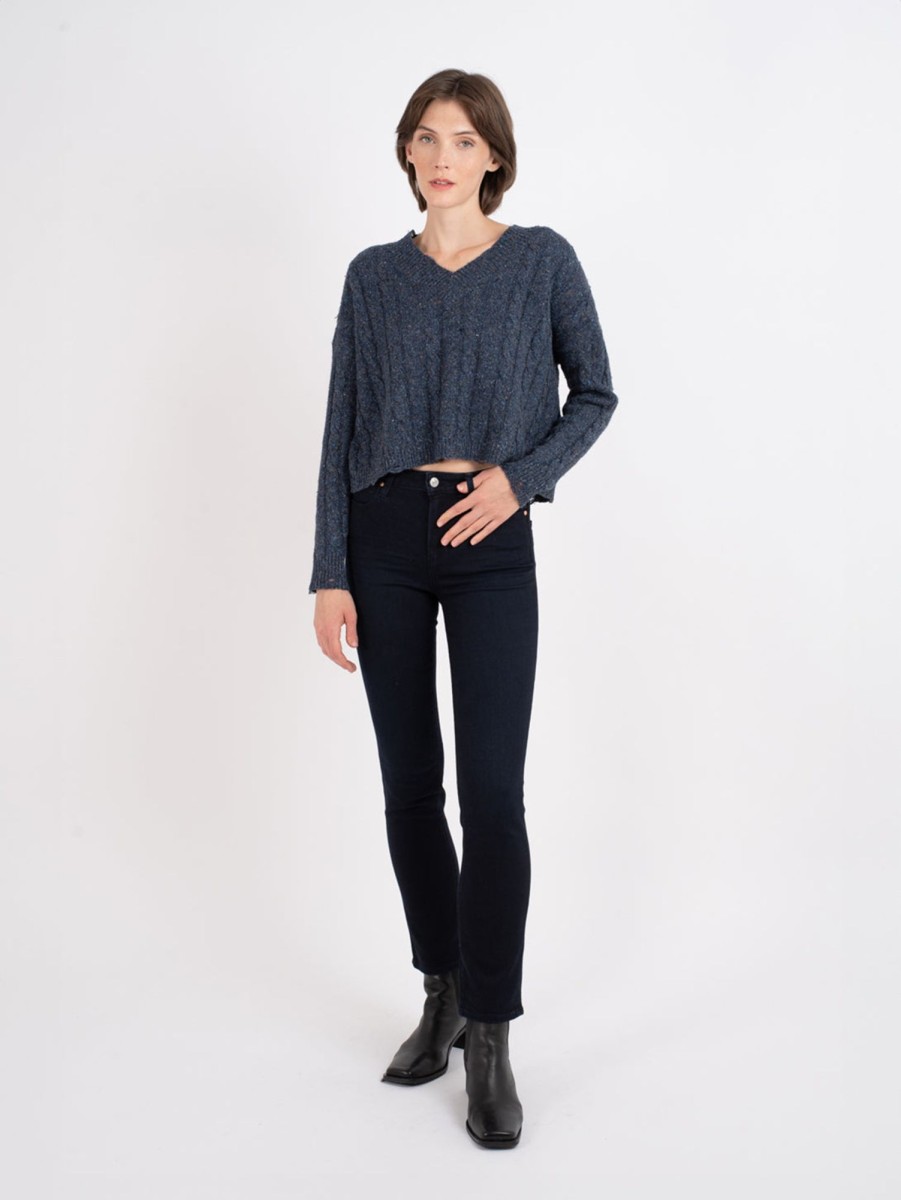 Women AUTUMN CASHMERE Sweaters & Sweatshirts | V-Neck Cable Crop Sweater Riverwash